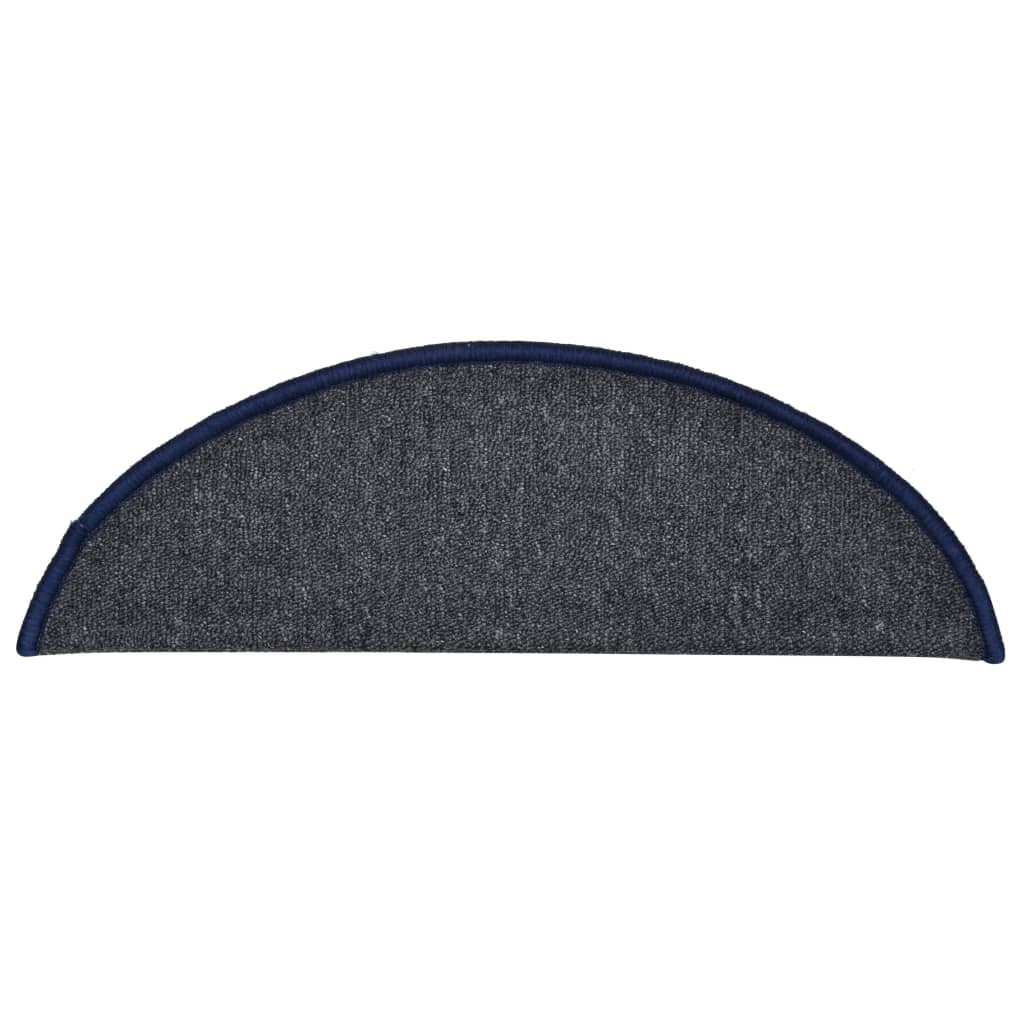 Carpet Stair Treads 15 pcs Dark Grey and Blue 56x17x3 cm